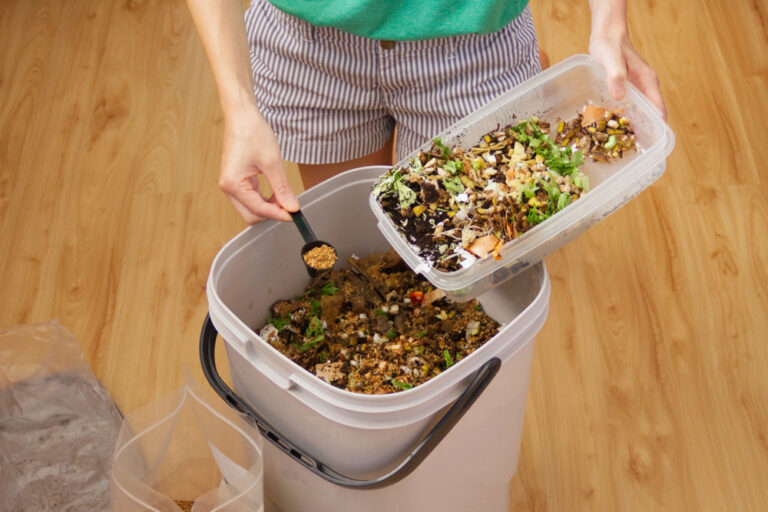 Making Bokashi compost with food scraps